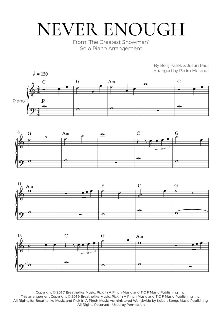 Never Enough (arr. Pedro Merendi)