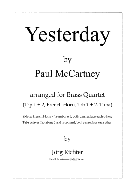 Yesterday (arr. Jörg Richter)
