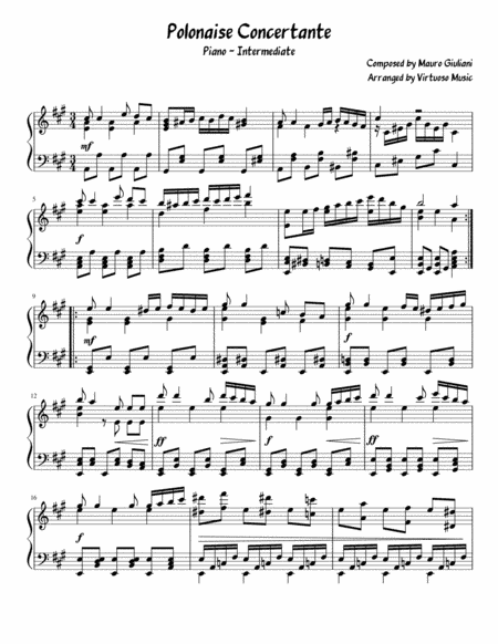 Mauro Giuliani - Polonaise Concertante (Piano Solo: Intermediate) (arr. Virtuoso Music)