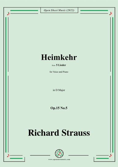 Richard Strauss-Heimkehr,in D Major (arr. OSM Press)