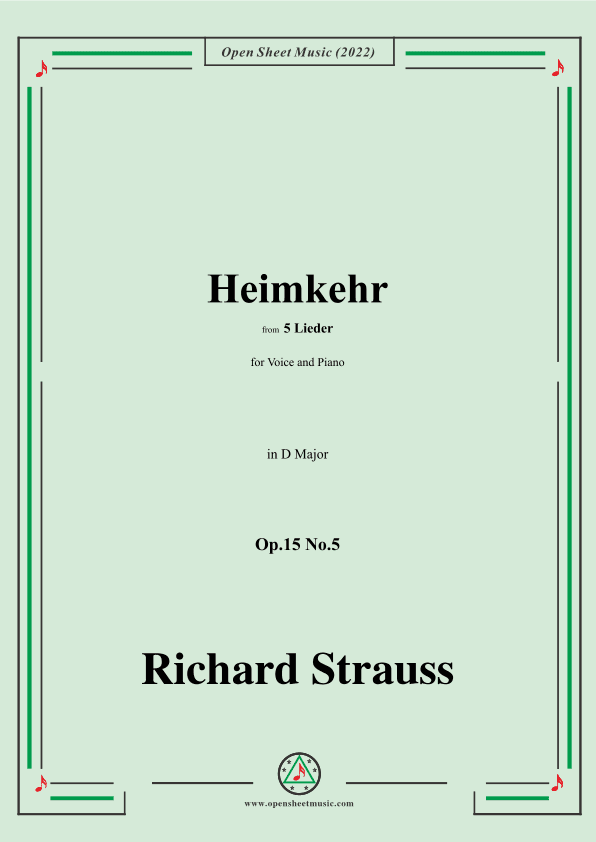 Richard Strauss-Heimkehr,in D Major (arr. OSM Press)