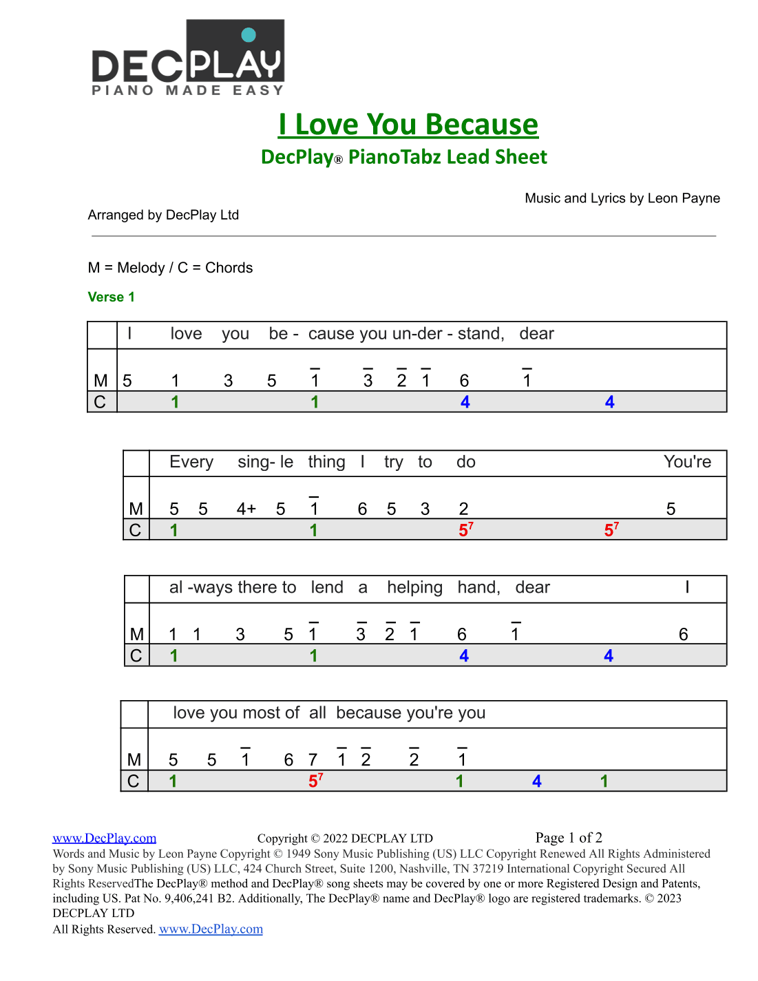 I Love You Because (arr. DecPlay Ltd)