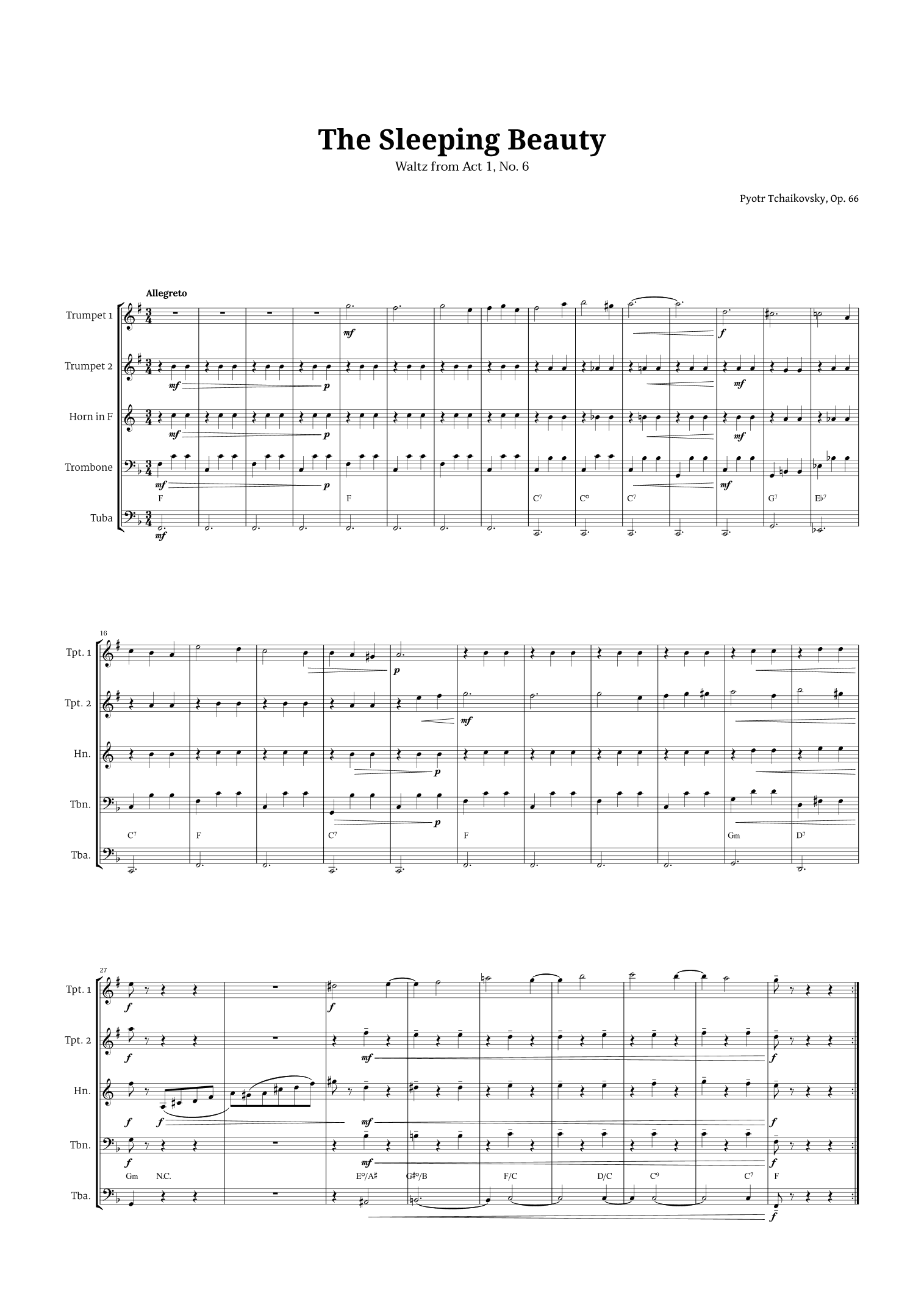 The Sleeping Beauty Waltz for Brass Quintet (arr. Langanho)