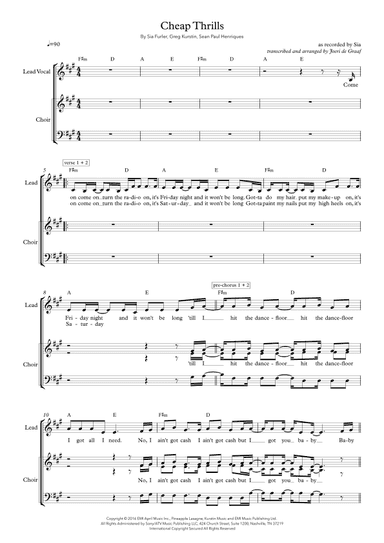 Cheap Thrills (feat. Sean Paul) (arr. Joeri de Graaf)