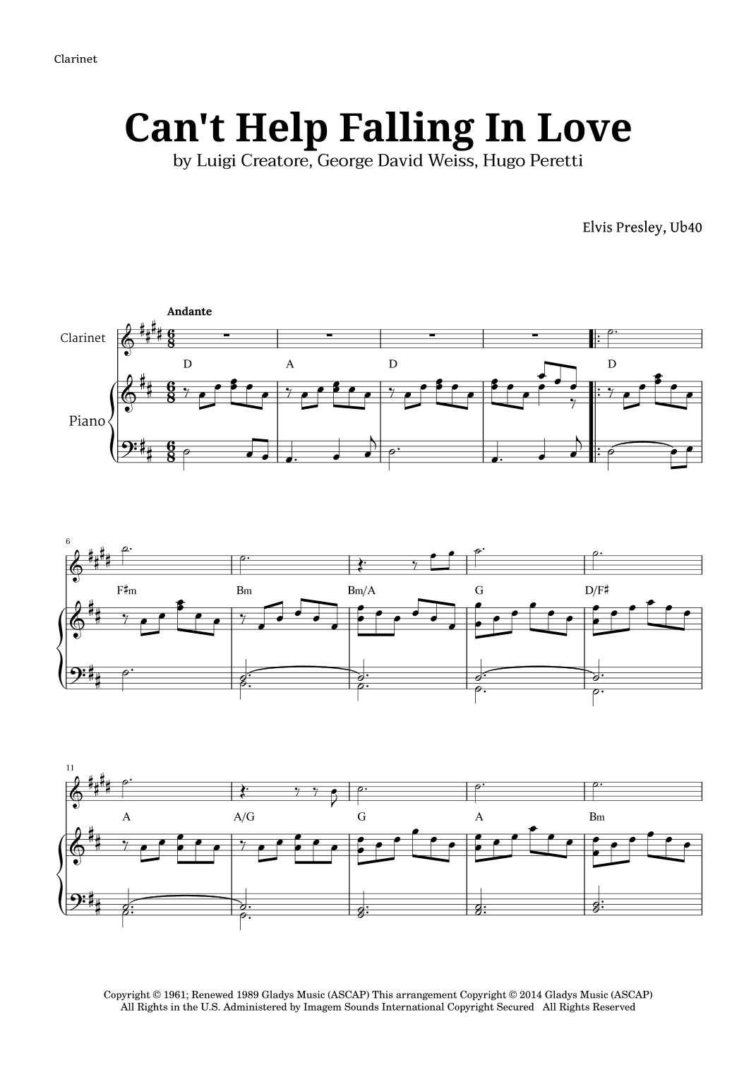 Can't Help Falling In Love (arr. Langanho)