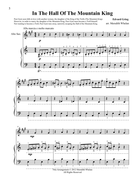 Classical Duets for Alto Saxophone & Piano:  In The Hall of The Mountain King (arr. Meredith Whelan)