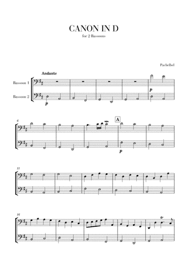 Canon in D for 2 Bassoons (arr. Cadenza Editions)