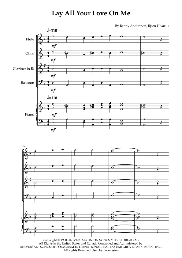 Lay All Your Love On Me (arr. Karen Gueiros)