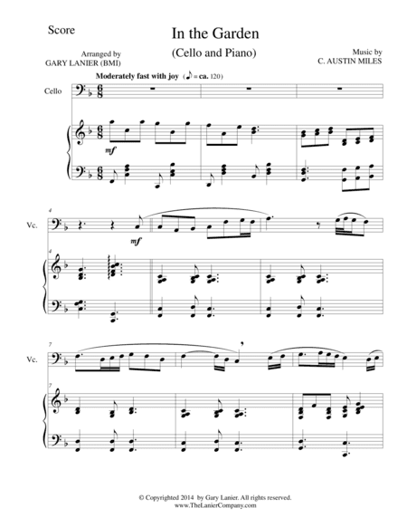 IN THE GARDEN (Cello/Piano and Cello Part) (arr. Gary Lanier)