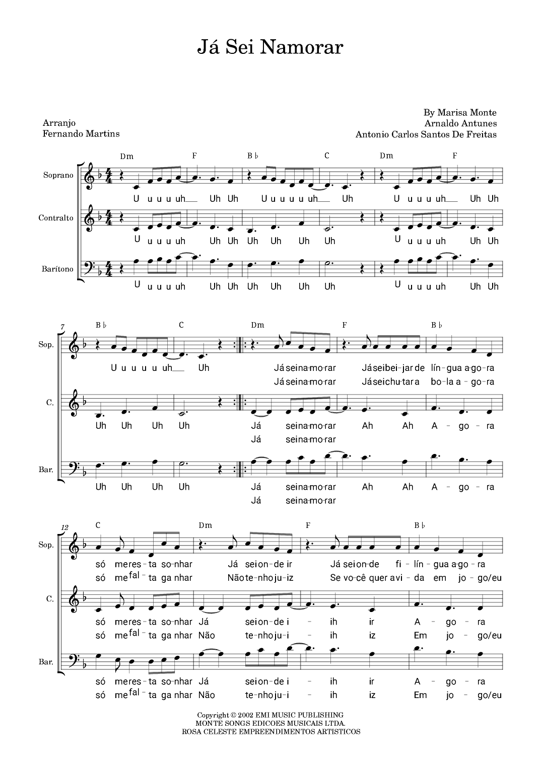 Ja Sei Namorar (arr. Fernando Martins)