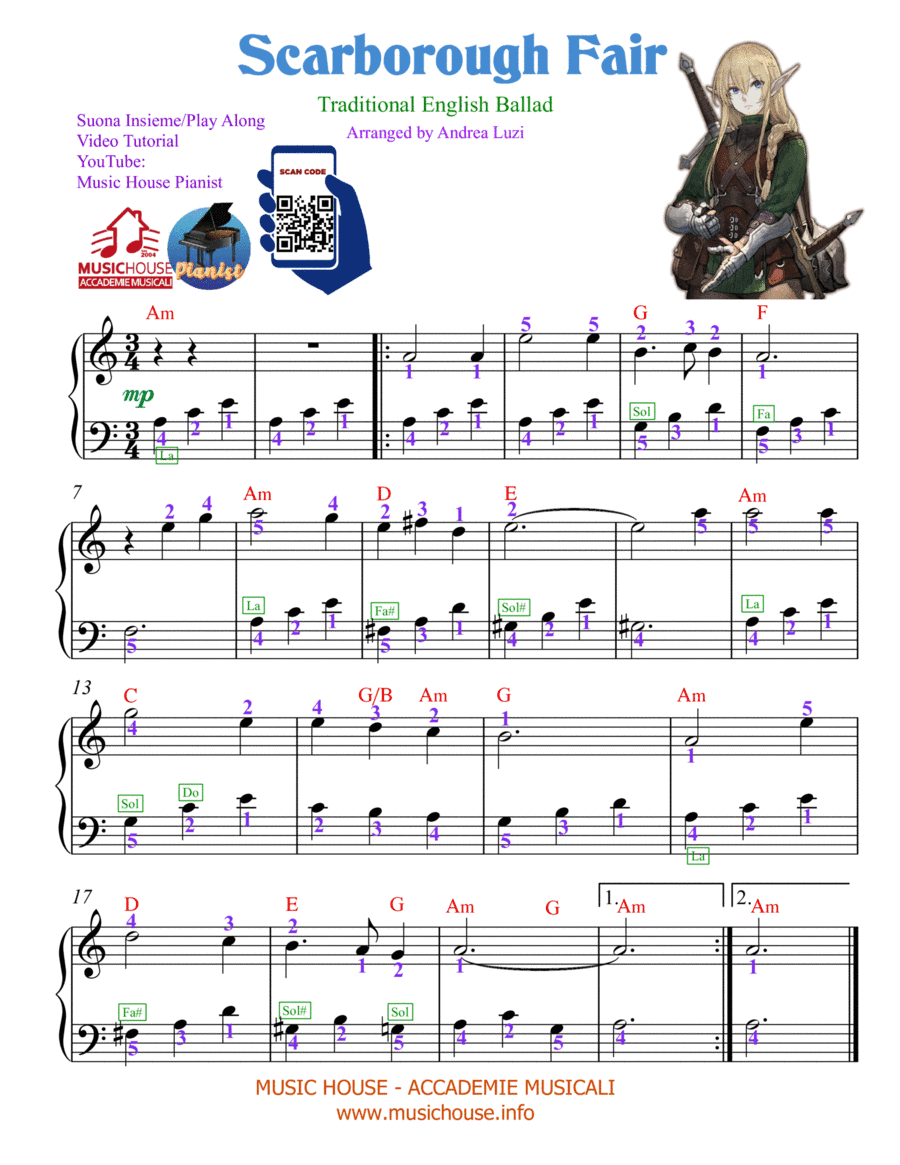 Scarborough Fair - EASY PIANO (arr. Andrea Luzi)