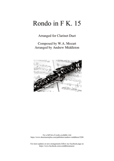 Rondo in F K.15 arranged for Clarinet Duet (arr. Andrew Middleton)