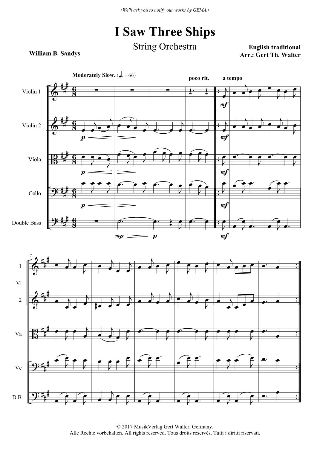 I Saw Three Ships (arr. Gert Th. Walter)