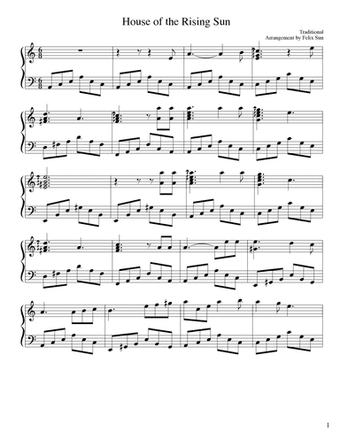 House of the Rising Sun (Piano Solo) (arr. Felix Sun)
