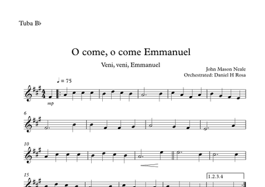 O come, o come Emmanuel - Veni, veni Emmanuel - Christmas Carol - Bb Tuba (arr. Daniel H Rosa)