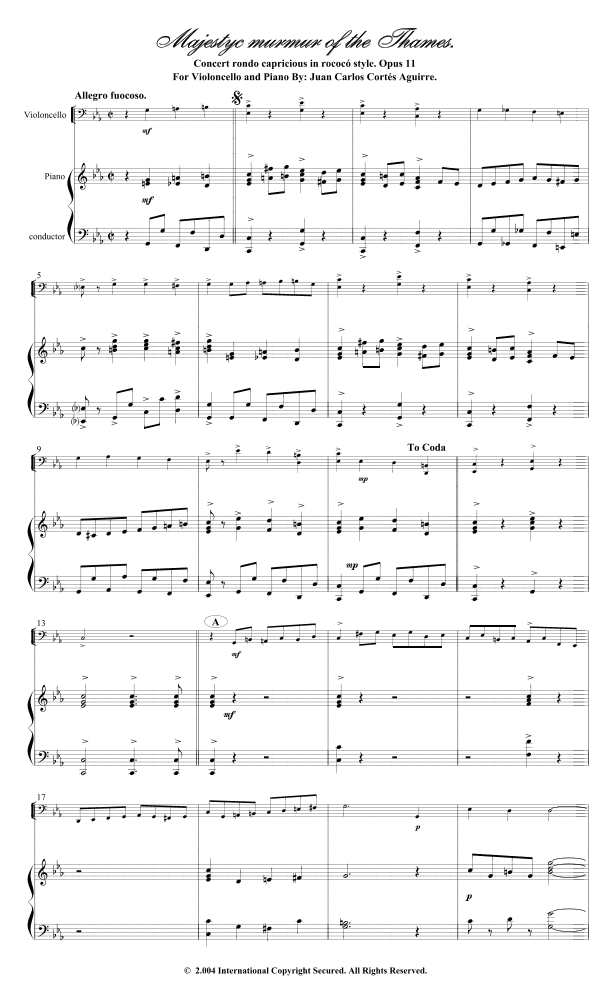 Majestic sound of the River Thames para Violoncello y Piano