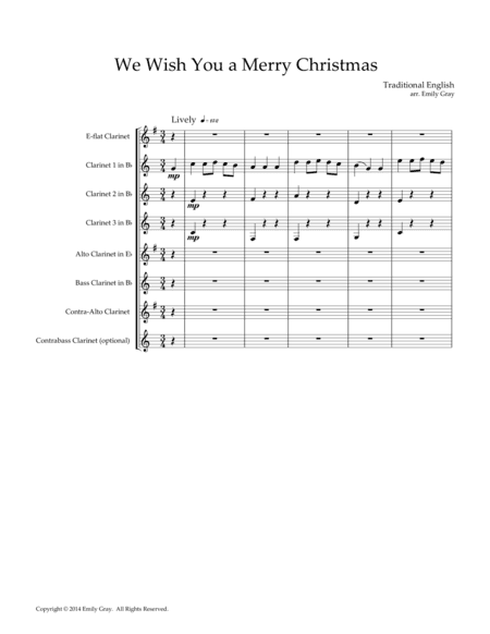 We Wish You a Merry Christmas, for Clarinet Choir (arr. Emily Gray)