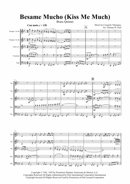 Besame Mucho (Kiss Me Much) (arr. Thomas H. Graf)