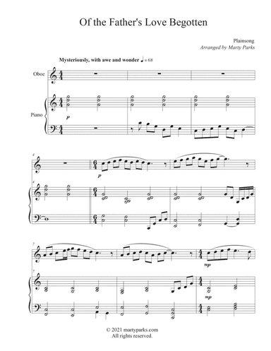 Of The Father's Love Begotten (Oboe-Piano) (arr. Marty Parks)