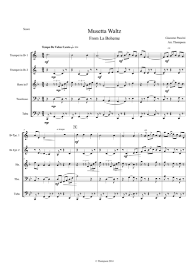 Musetta's Waltz From La Boheme (arr. Brian Thompson)