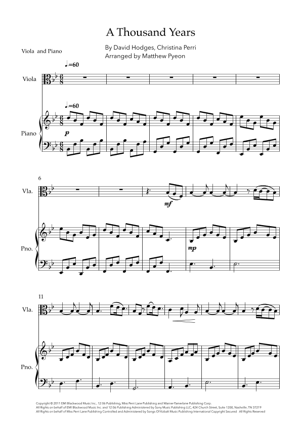 A Thousand Years (arr. Matthew pyeon)