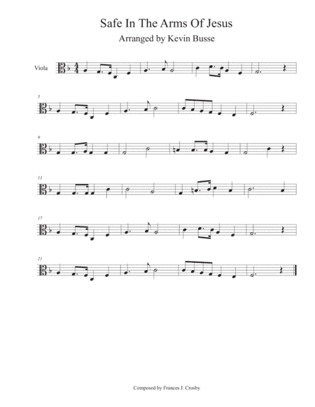 Safe In The Arms Of Jesus - Viola (arr. Kevin Busse)