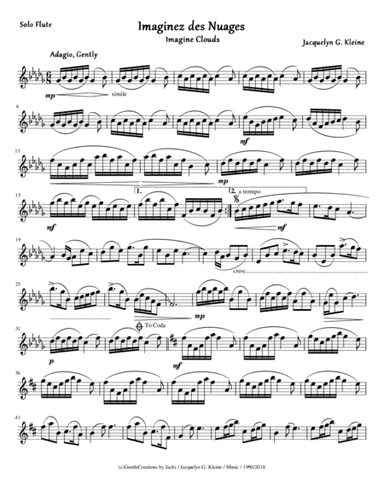 "Imaginez des Nuages"  *Imagine Clouds*  A dreamy Flute solo for all occasions!