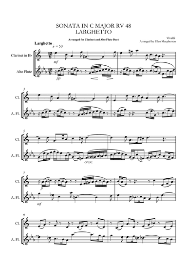 Clarinet and Alto Flute Duet - Vivaldi, Sonata in C. RV 48 Larghetto (arr. Ellen Macpherson)