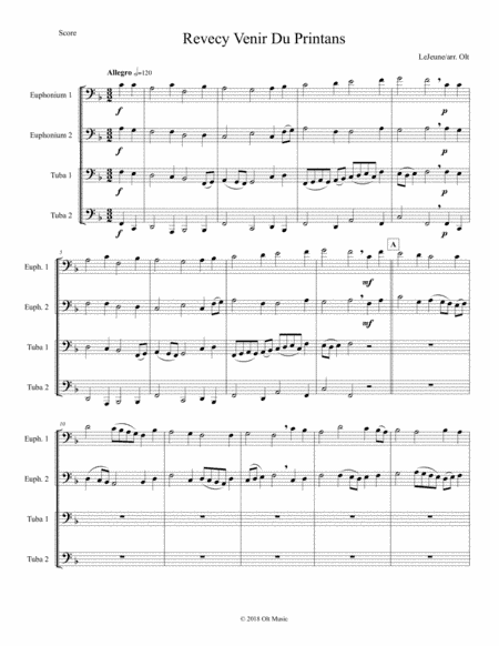 Revecy Venir du Printans (arr. Tim Olt)