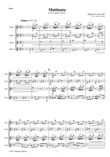 Mattinata for Flute Quartet (Choir) (arr. Takahiro Sakuma)