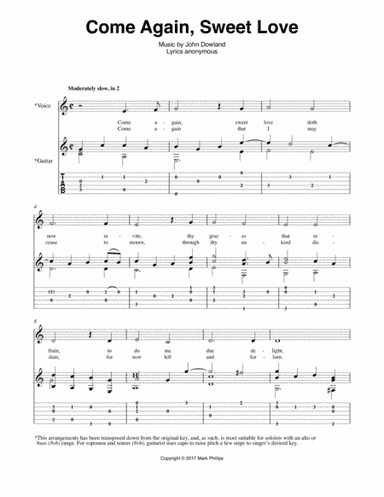 Come Again, Sweet Love (arr. Mark Phillips)