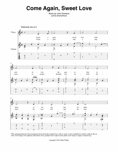 Come Again, Sweet Love (arr. Mark Phillips)