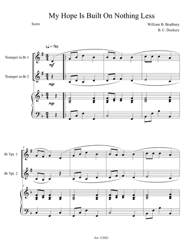 My Hope Is Built On Nothing Less (Trumpet Duet with Piano Accompaniment) (arr. B. C. Dockery)