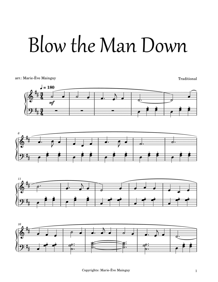 Blow the Man Down (arr. Marie-Ève Mainguy)