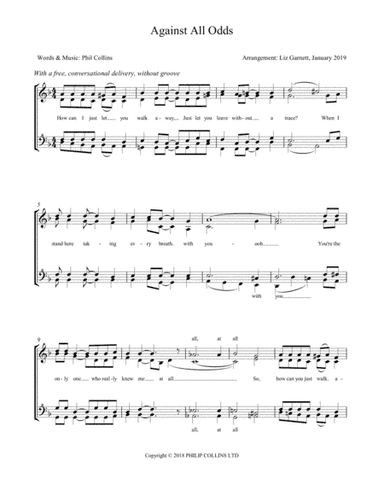 Against All Odds (take A Look At Me Now) (arr. Liz Garnett)