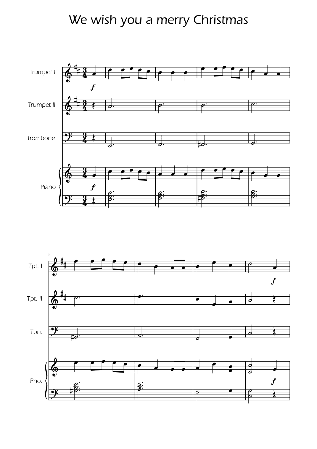 We Wish You a Merry Christmas - Brass Trio  w/ Piano (arr. Ygor Nunes)