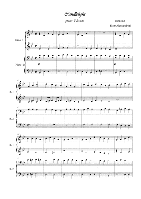 Candlelight. Piano 4 hands (arr. Ester Alessandrini)