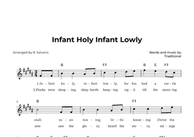 Infant Holy Infant Lowly (Key of B Major) (arr. R. Salvario)