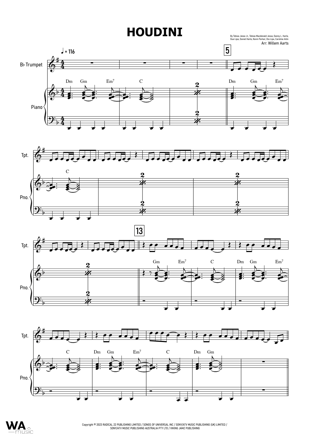 Houdini (arr. Willem Aarts)