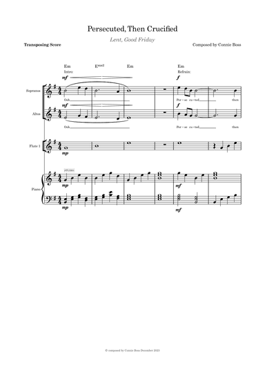 Persecuted Then Crucified duet, flute or violin or piano with piano key of G