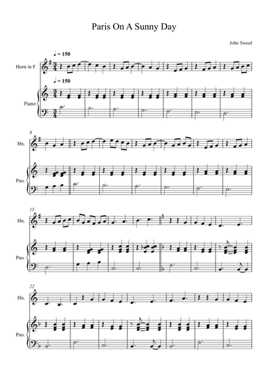 Paris On A Summer Day for French Horn and Piano