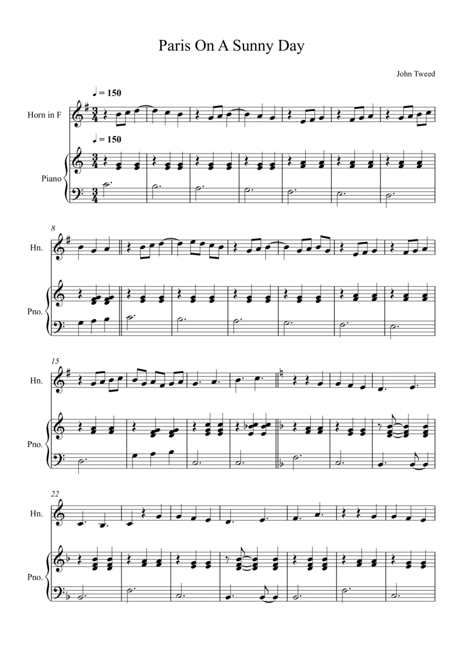 Paris On A Summer Day for French Horn and Piano
