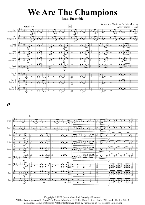 We Are The Champions (arr. Thomas Graf)