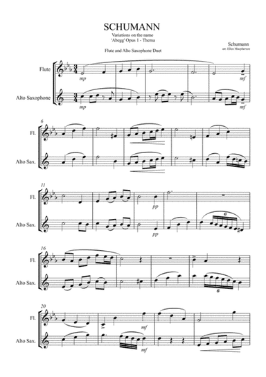 Flute and Alto Saxophone Duet - Schumann (arr. Ellen Macpherson)