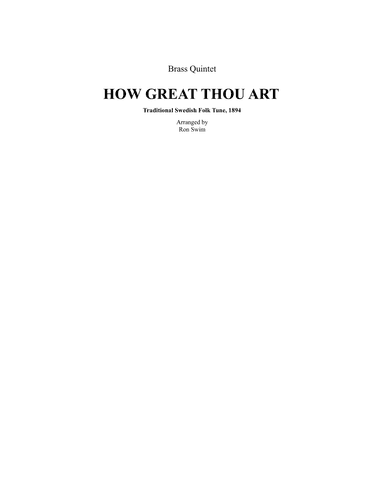 How Great Thou Art (arr. Ron Swimn)