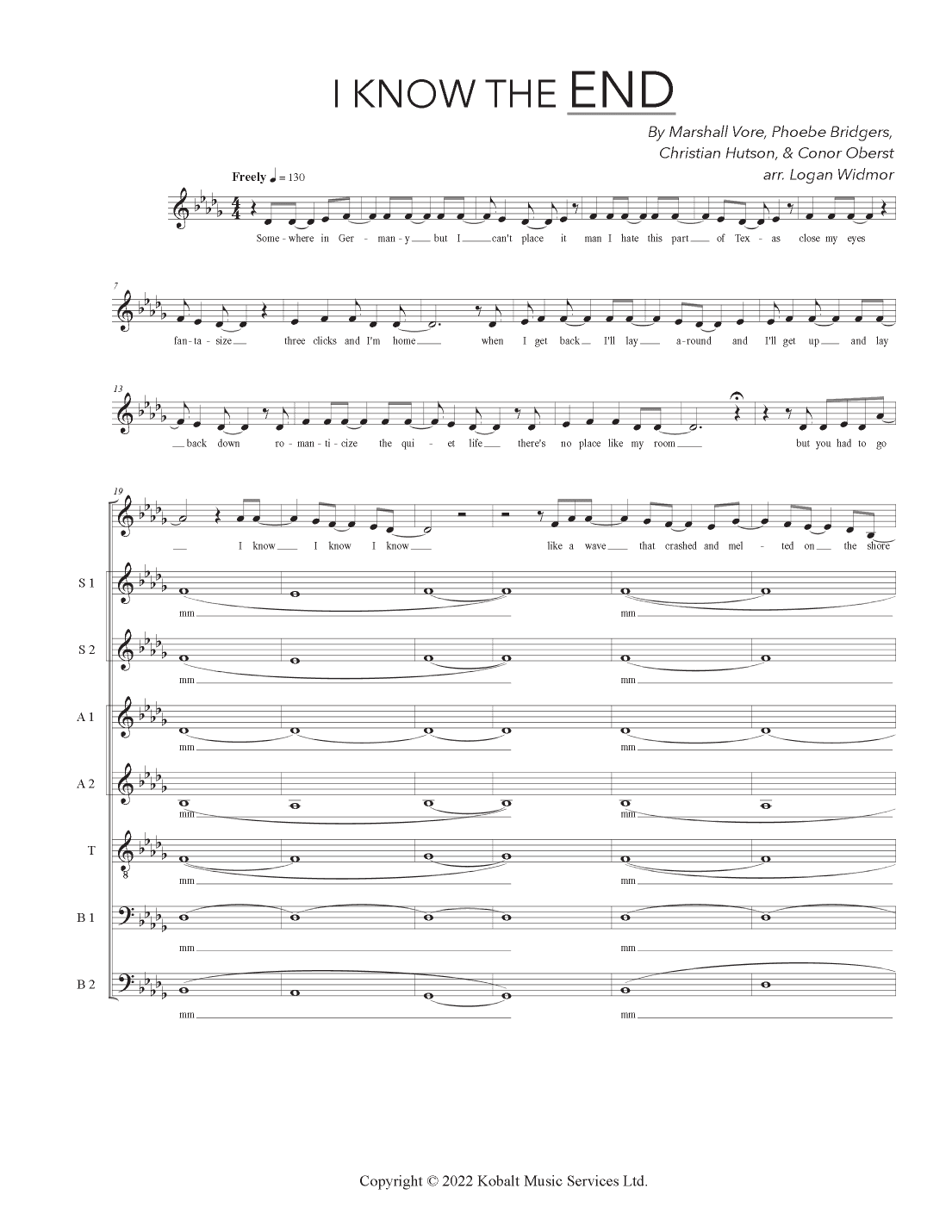 I Know The End (arr. Logan Widmor)