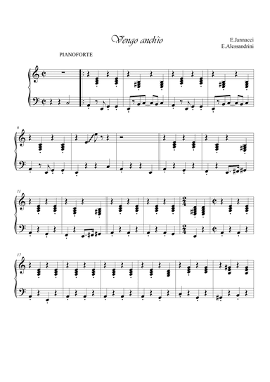 vengo anch'io. Voice and piano. (only piano) (arr. Ester Alessandrini)