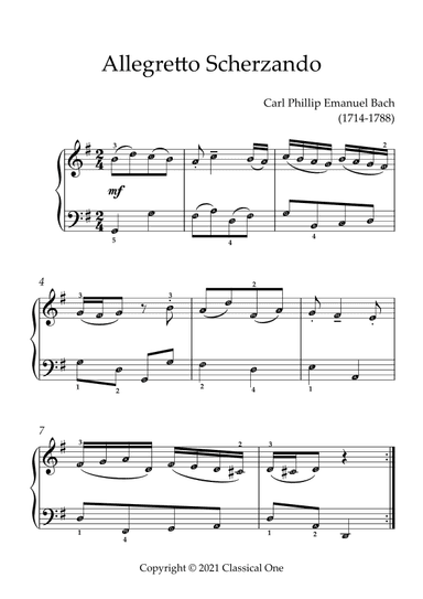 Bach, C.P.E. - Allegretto Scherzando(With Note name) (arr. MPS)