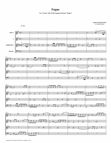 Fugue 13 from Well-Tempered Clavier, Book 2 (Double Reed Quartet) (arr. Richard Byrnes)
