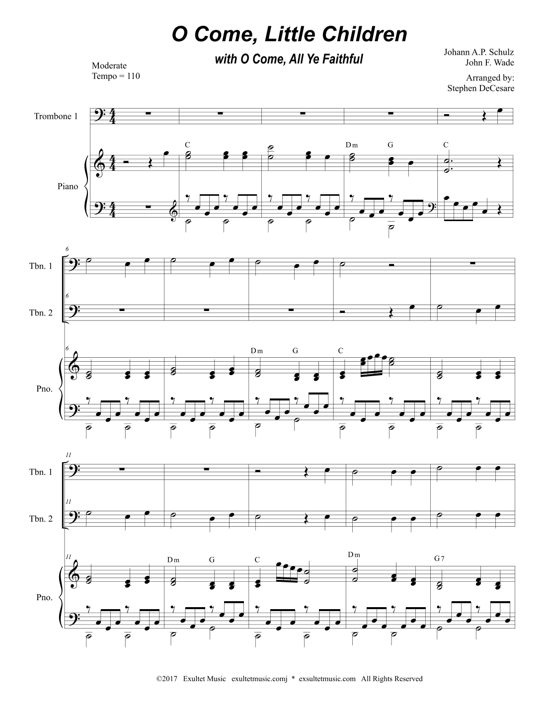 O Come, Little Children (with "O Come, All Ye Faithful") (Trombone Duet) (arr. Stephen DeCesare)